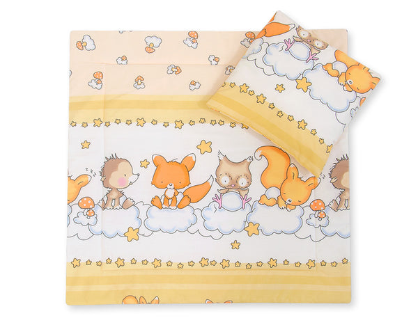 Vauvan peitto 77x77cm ja tyyny - Forest animals cream