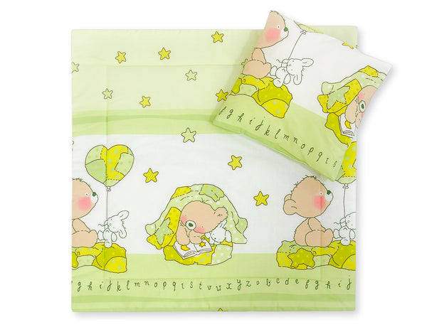 Vauvan peitto 77x77cm ja tyyny - Teddy bear with balloon green