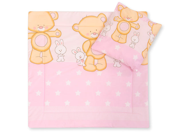 Vauvan peitto 77x77cm ja tyyny - Cuddly teddy bear pink