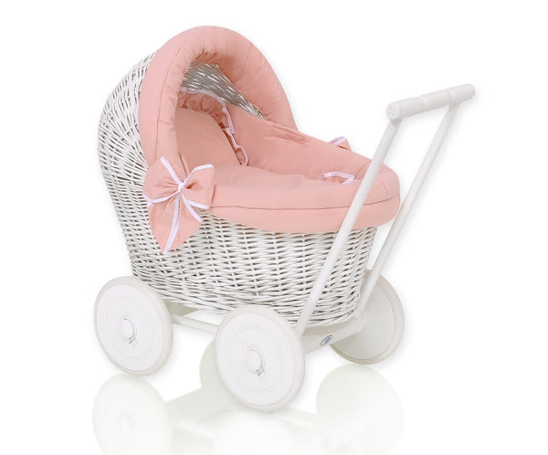 My Sweet Baby - Stella korinen nukenvaunu vuodevaatteilla ja pehmeällä pehmusteella pastellinvaaleanpunainen