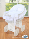 My Sweet Baby - Carina Moses Basket -kehtokori kupukuomulla, valkoinen + valkoiset vuodevaatteet