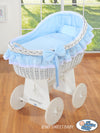 My Sweet Baby - Carina Moses Basket -kehtokori korikuvulla, valkoinen + sininen vuodevaatteet