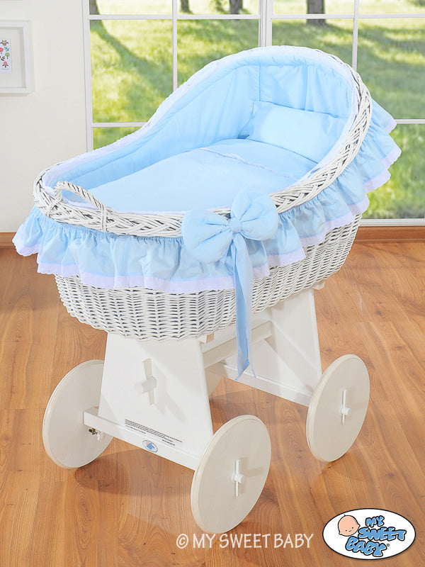 My Sweet Baby - Carina Moses Basket -kehtokori korikuvulla, valkoinen + sininen vuodevaatteet