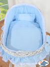 My Sweet Baby - Carina Moses Basket -kehtokori korikuvulla, valkoinen + sininen vuodevaatteet