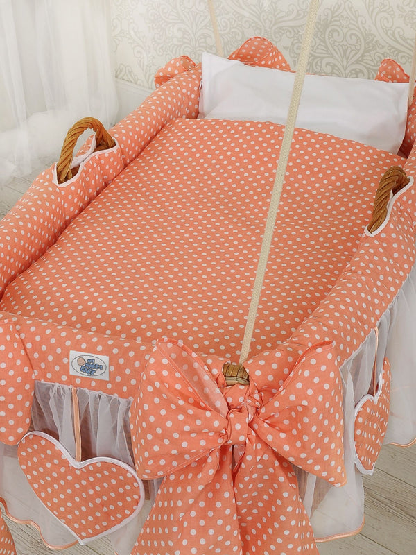 My Sweet Baby - Moses Basket riippuva kehto - persikka pilkut