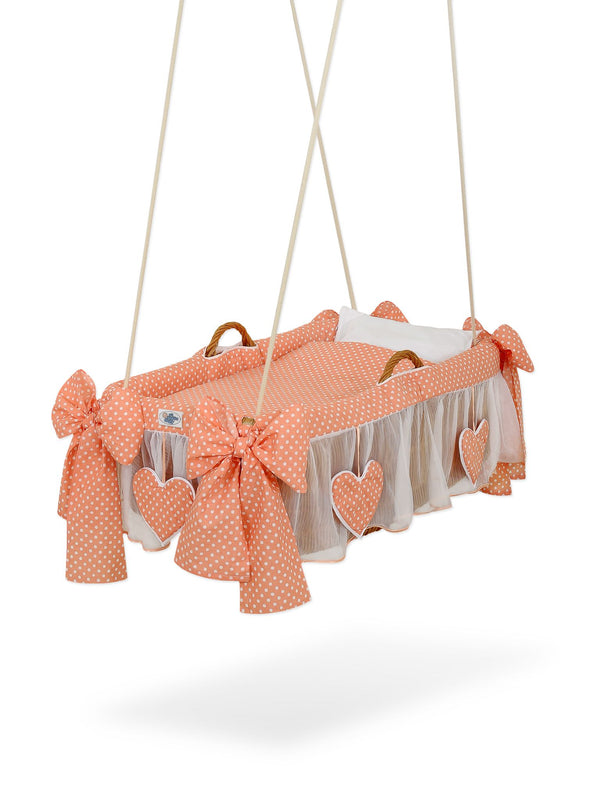 My Sweet Baby - Moses Basket riippuva kehto - persikka pilkut