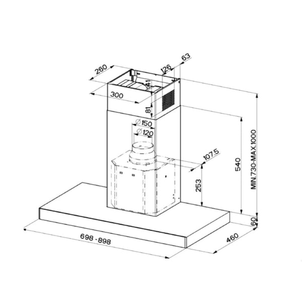 Mepamsa Stilo 70 cm Liesituuletin, Teräs