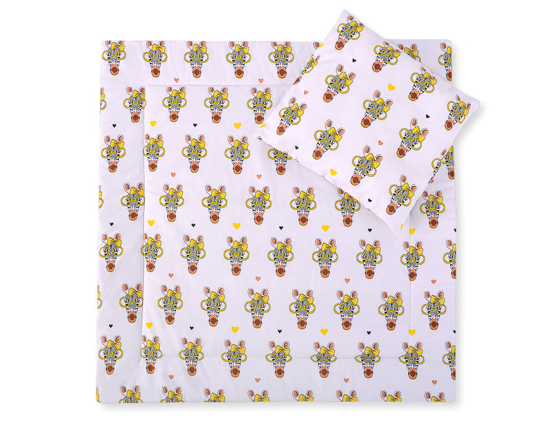 Vauvan peitto 77x77cm ja tyyny - Yellow zebras