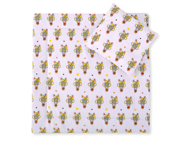 Vauvan peitto 77x77cm ja tyyny - Yellow zebras