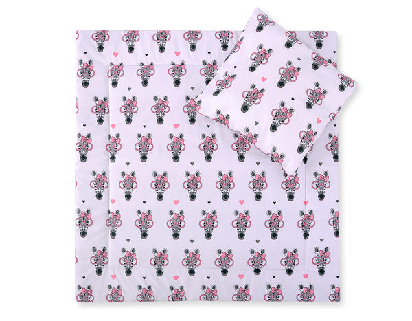 Vauvan peitto 77x77cm ja tyyny - Pink zebras