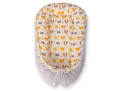 Kaksipuolinen Premium Minky Unipesä - cream animals