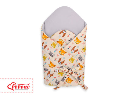 Baby nest 2in1 with stiffening with bow - cream animals