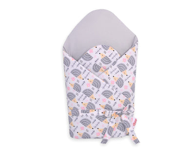 Baby nest 2in1 with stiffening with bow- hedgehogs grey