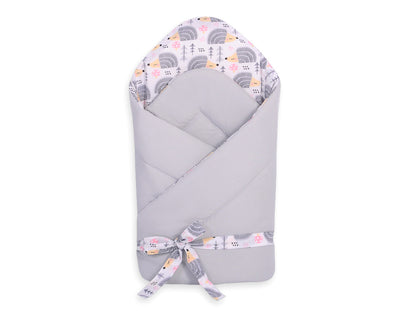 Baby nest 2in1 with stiffening with bow- hedgehogs grey