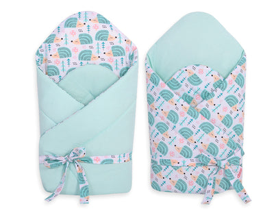 Baby nest 2in1 with stiffening with bow - hedgehogs mint