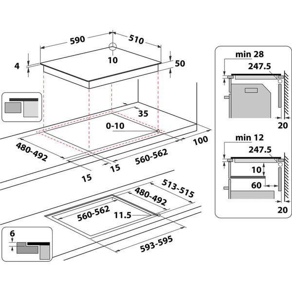 Whirlpool Induktioliesi 59 cm, 7200 W, Musta