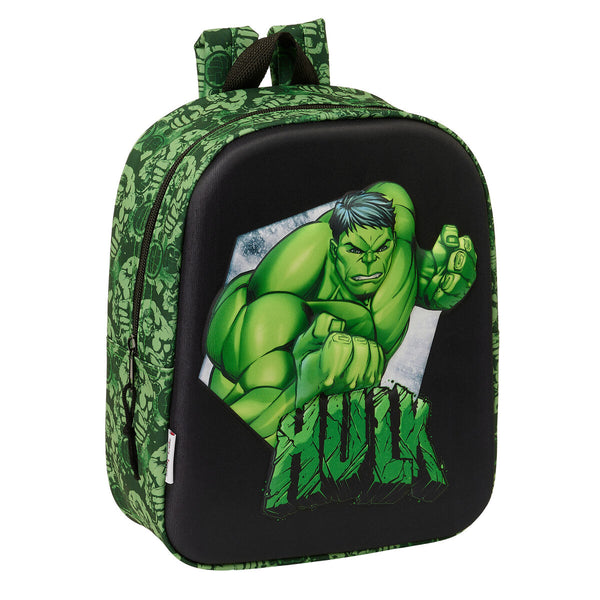 Hulk Koululaukku Musta-Vihreä 3D
