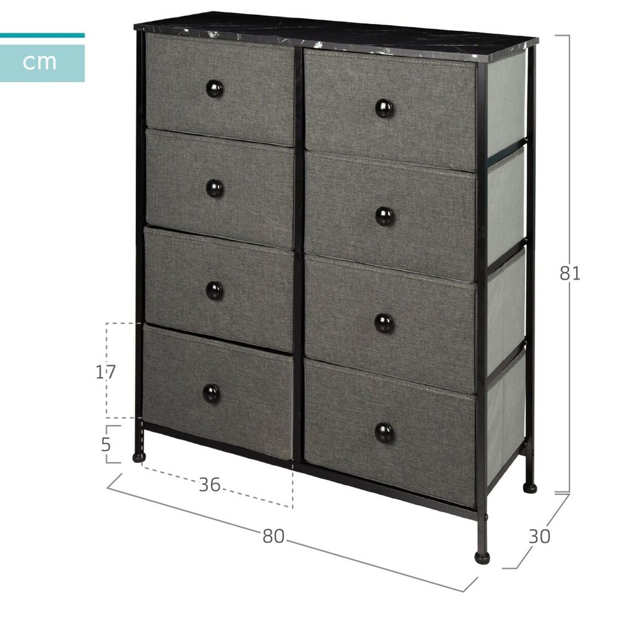 Harmaa Marmorilipasto 80 x 81 x 30 cm