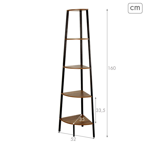 Max Home Kulmahylly Musta Rauta ja Puu MDF, 5 Hyllyä