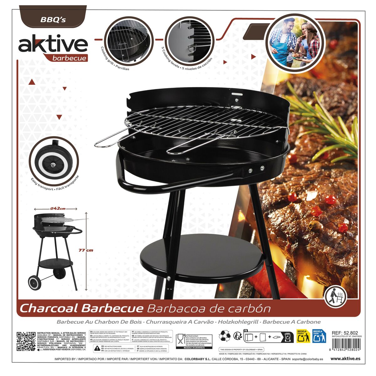 Hiiligrilli Renkailla Aktive Musta 42 cm