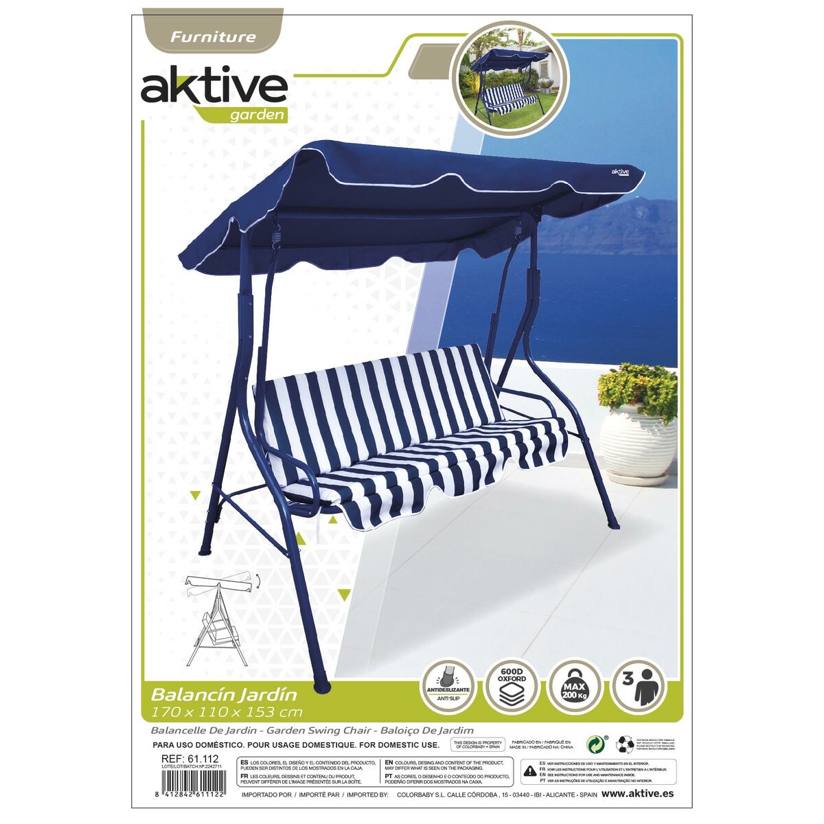 Aktive Keinutuoli 180 x 160 x 107 cm