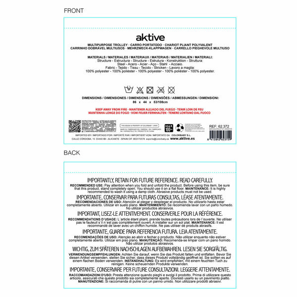 Monikäyttöinen Kärry Aktive Oranssi Taitettava