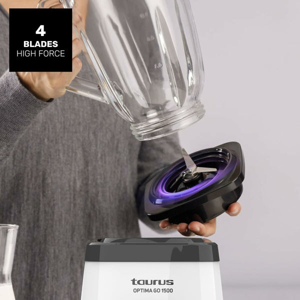 Taurus Kuppiblenderi 1500W, 1,5L, Valkoinen/Musta - Vuodevaatteet.fi