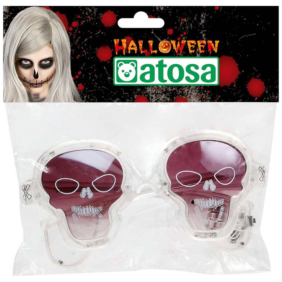 Valkoiset Halloween-lasit valolla
