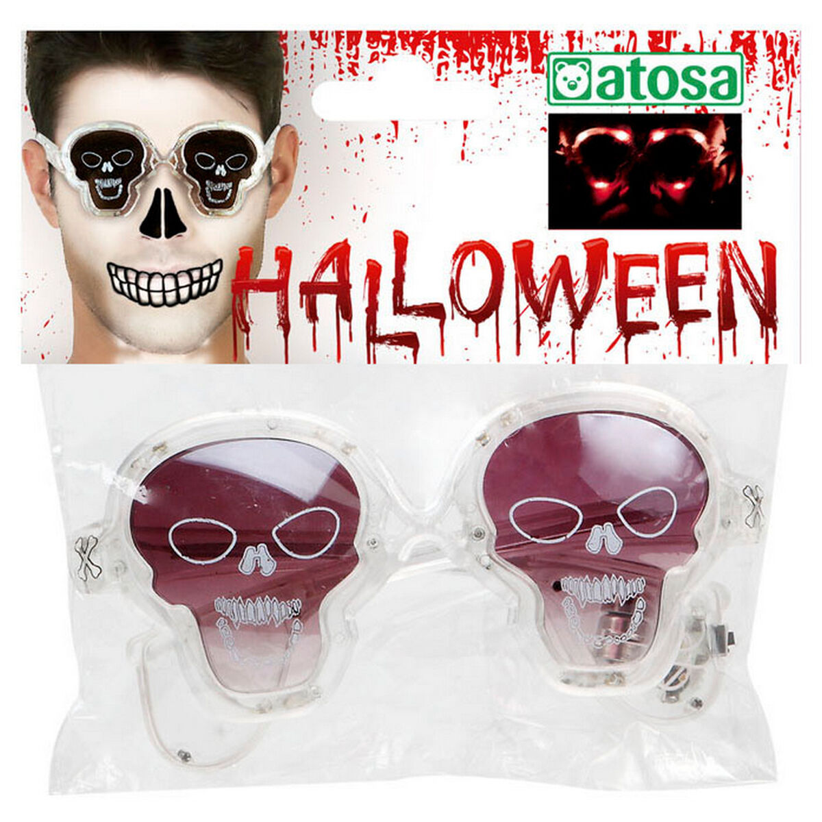 Valkoiset Halloween-lasit valolla