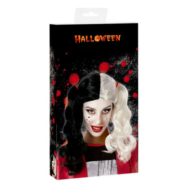 Valkoinen Harlekiini Halloween Peruukki