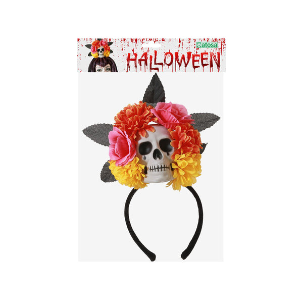 Halloween-otsapanta kukilla ja pääkallolla