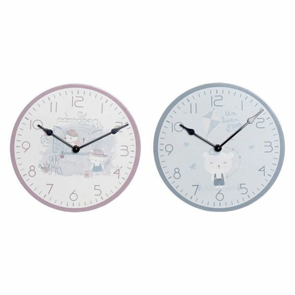 DKD Home Decor Lasten Seinäkello, Sininen ja Pinkki