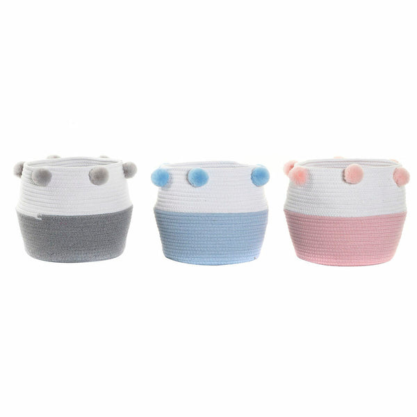 DKD Home Decor Korisetti Pompomit Puuvilla ja Puu