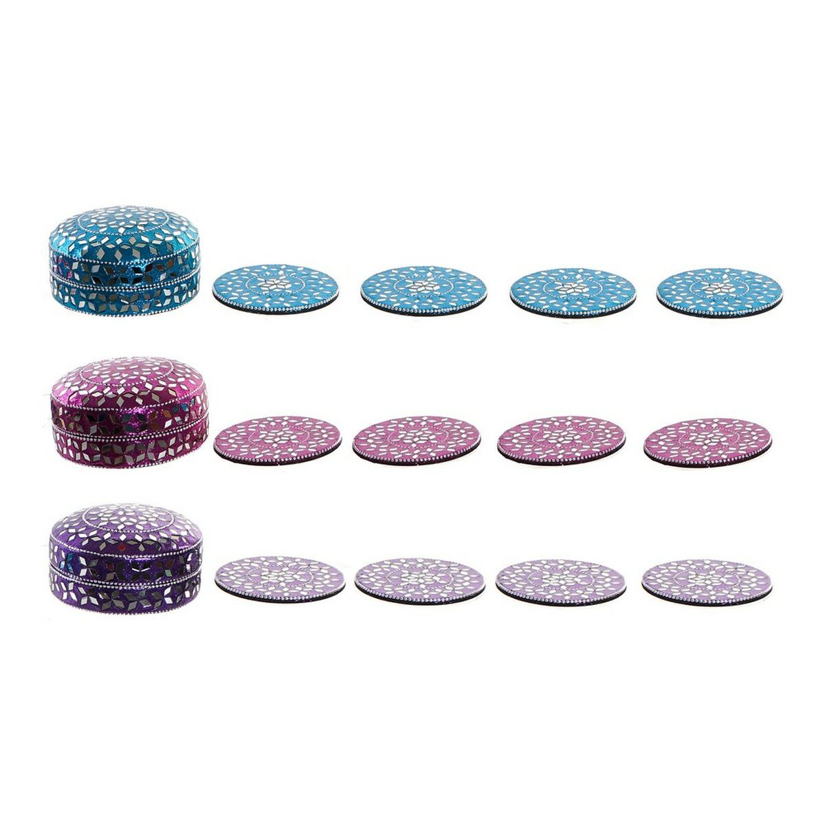 DKD Home Decor Lasinaluset Alumiini Puu MDF 3 kpl