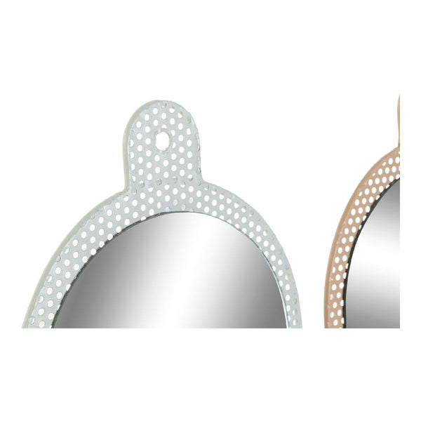 DKD Home Decor Ovaali Seinäpeili Valkoinen ja Pinkki
