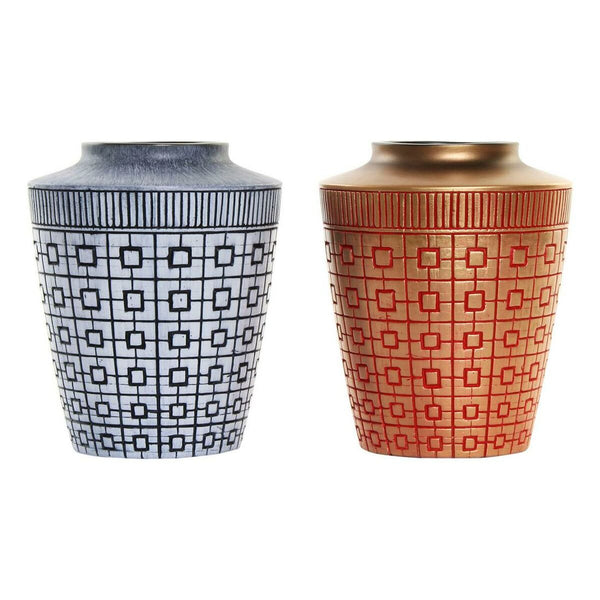 Itämainen Maljakko DKD Home Decor Sininen ja Punainen