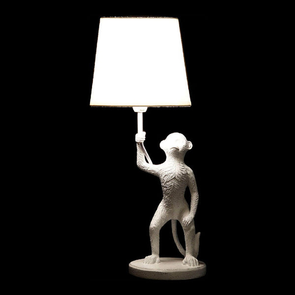 DKD Home Decor Apina Pöytälamppu, Valkoinen ja Musta