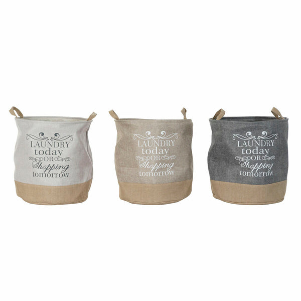 DKD Home Decor Pyykkikori 3 kpl Beige Harmaa Vaaleanruskea