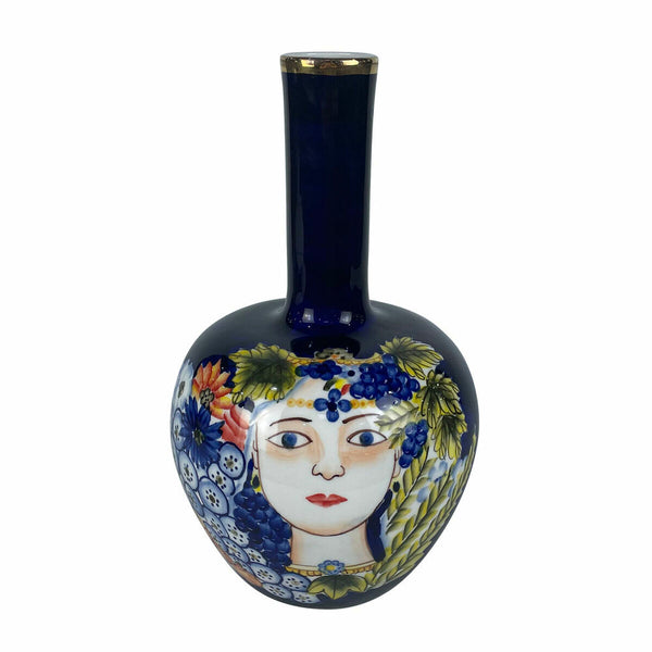 DKD Home Decor Posliinimaljakko Kasvokuvio Sininen