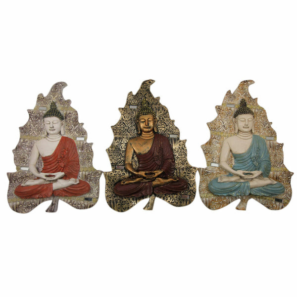 DKD Home Decor Buddha Seinäkoriste, 3 Kappaletta