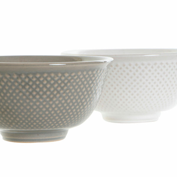 DKD Home Decor Posliinikulho Valkoinen ja Harmaa, 2 kpl
