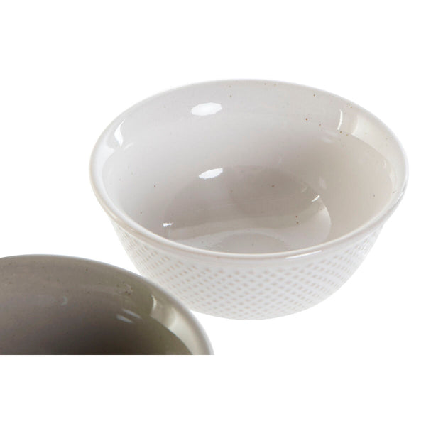 DKD Home Decor Posliinikulho Valkoinen ja Harmaa, 2 kpl