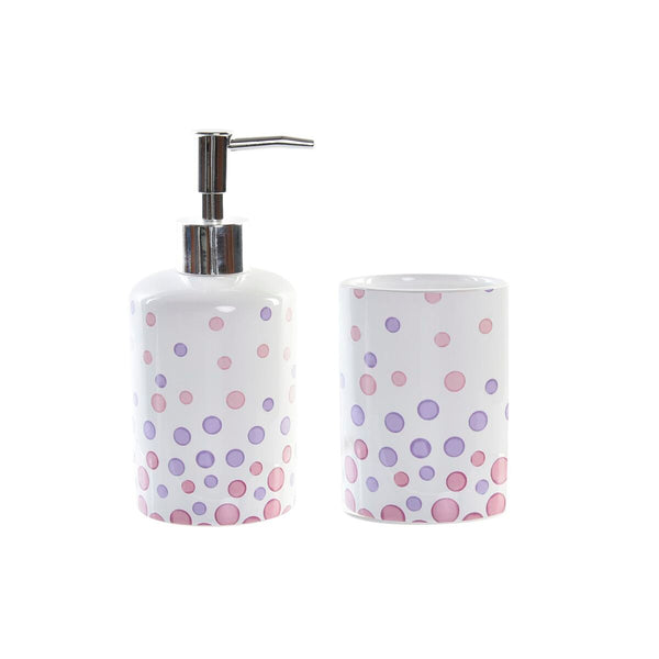 DKD Home Decor Kylpyhuonesetti Valkoinen Polkapisteet