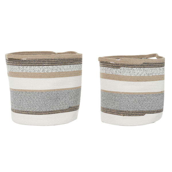 Juuttikorisetti DKD Home Decor Valkoinen Harmaa
