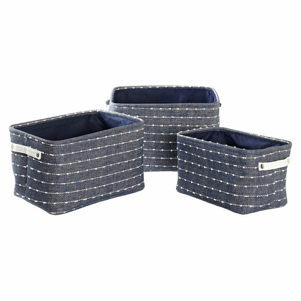 DKD Home Decor Korisetti 3 Kappaletta Valkoinen ja Laivastonsininen