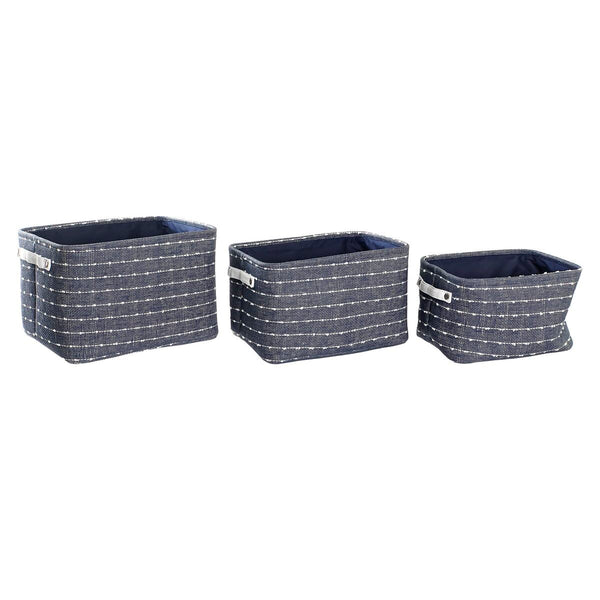 DKD Home Decor Korisetti 3 Kappaletta Valkoinen ja Laivastonsininen