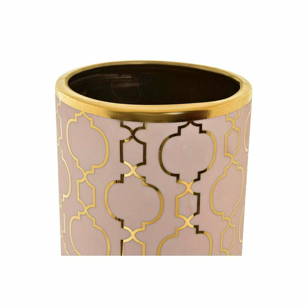 Posliinimaljakko DKD Home Decor 36 cm Pinkki Kullattu