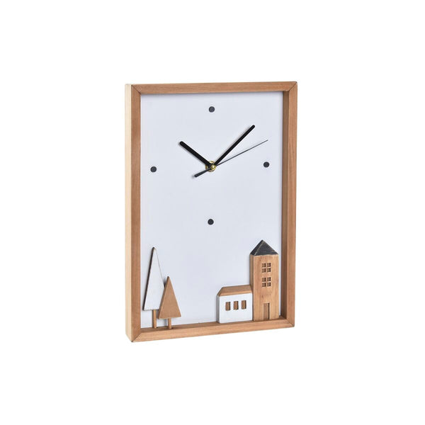 DKD Home Decor Seinäkello Valkoinen Ruskea Puu