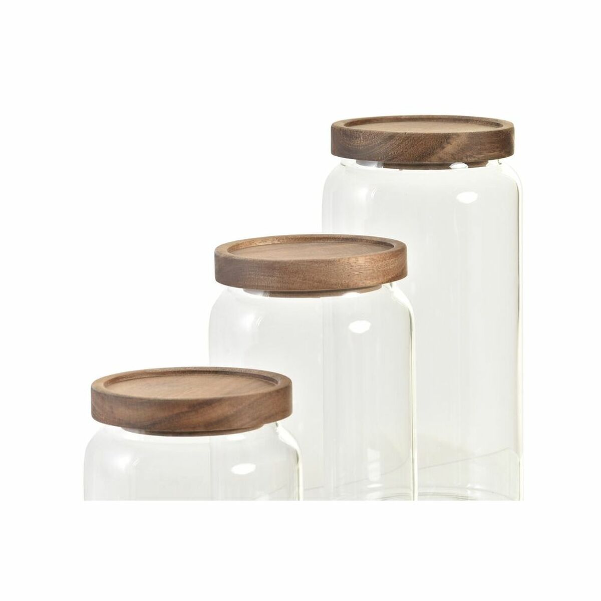 DKD Home Decor Akaasia ja Lasipurkit 3 kpl