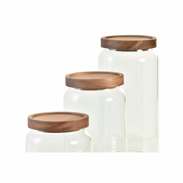 DKD Home Decor Akaasia ja Lasipurkit 3 kpl